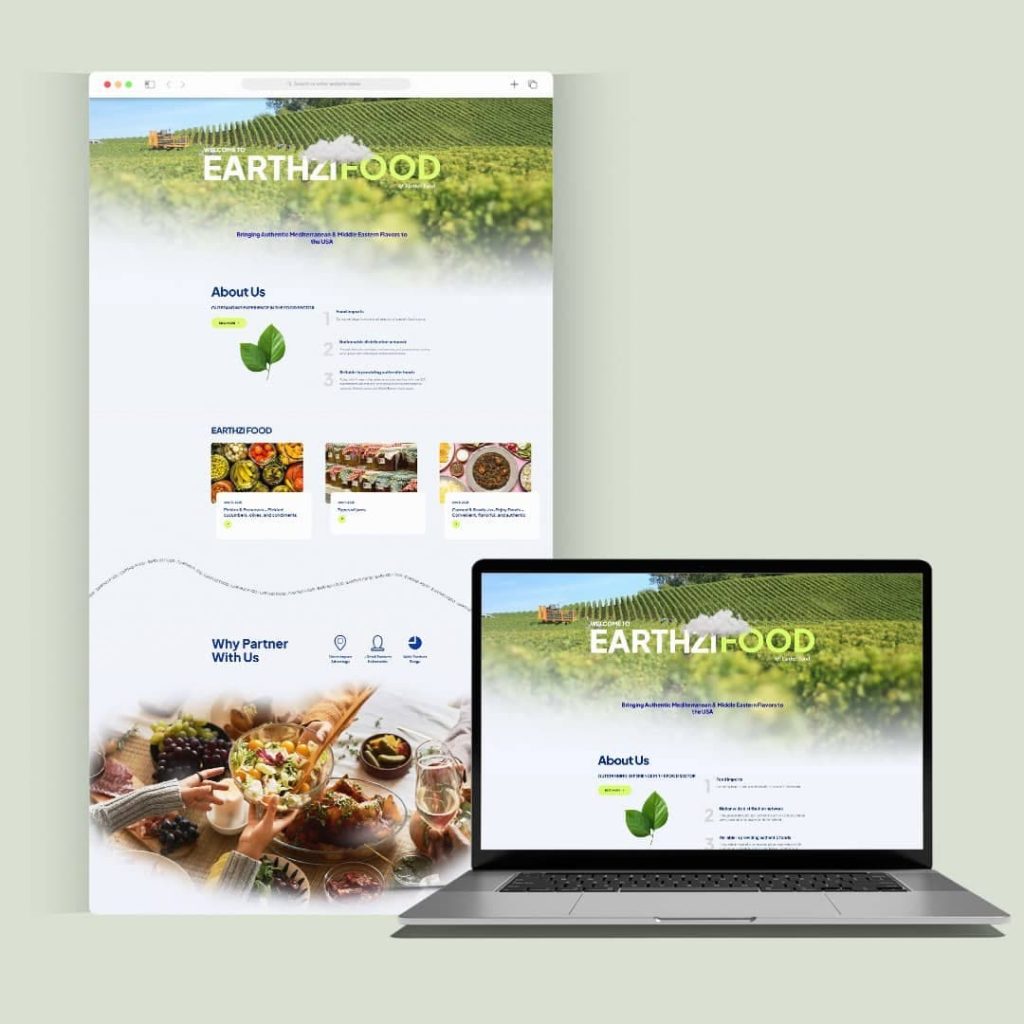 طراحی و راه_اندازی وبسایت برای برند Earthzi Food توسط تیم برکه