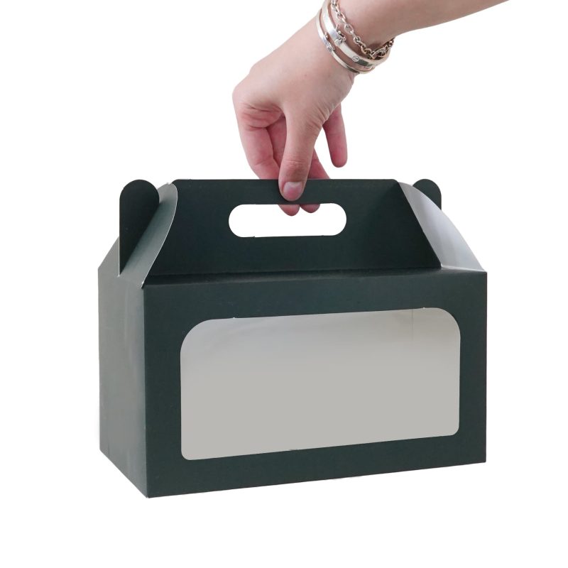 جعبه دسته دار مقوای کرافت با طلق ویترینی